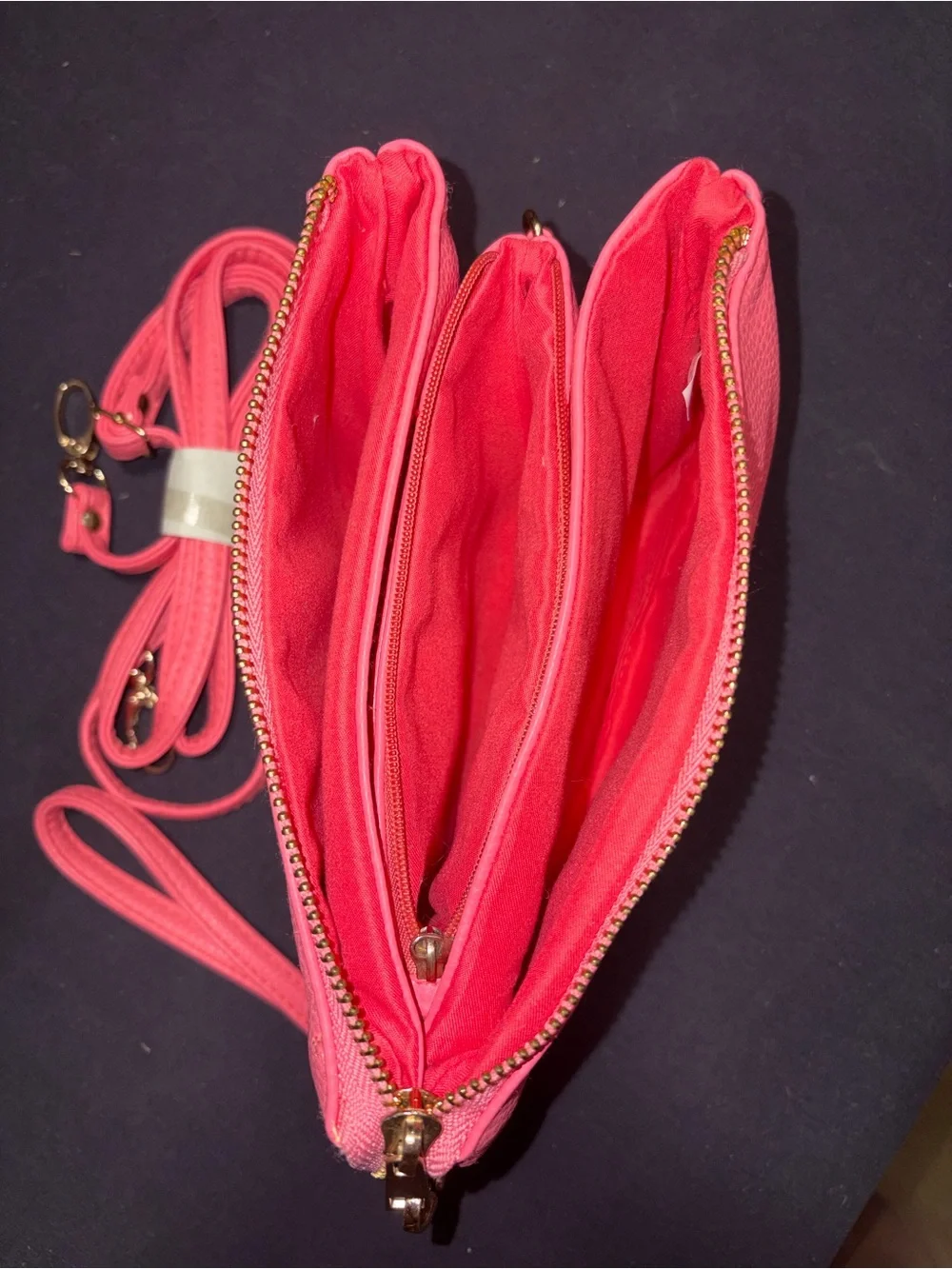 Pink Pebbled Wristlet Clutch with Detachable Strap